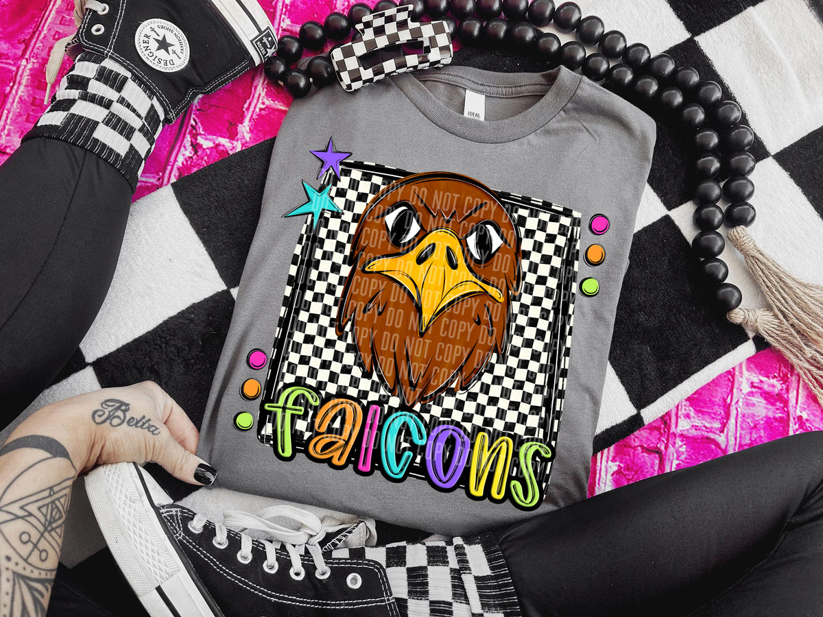Checkered Preppy Bright Falcons Brown (Caplinger) DTF transfer