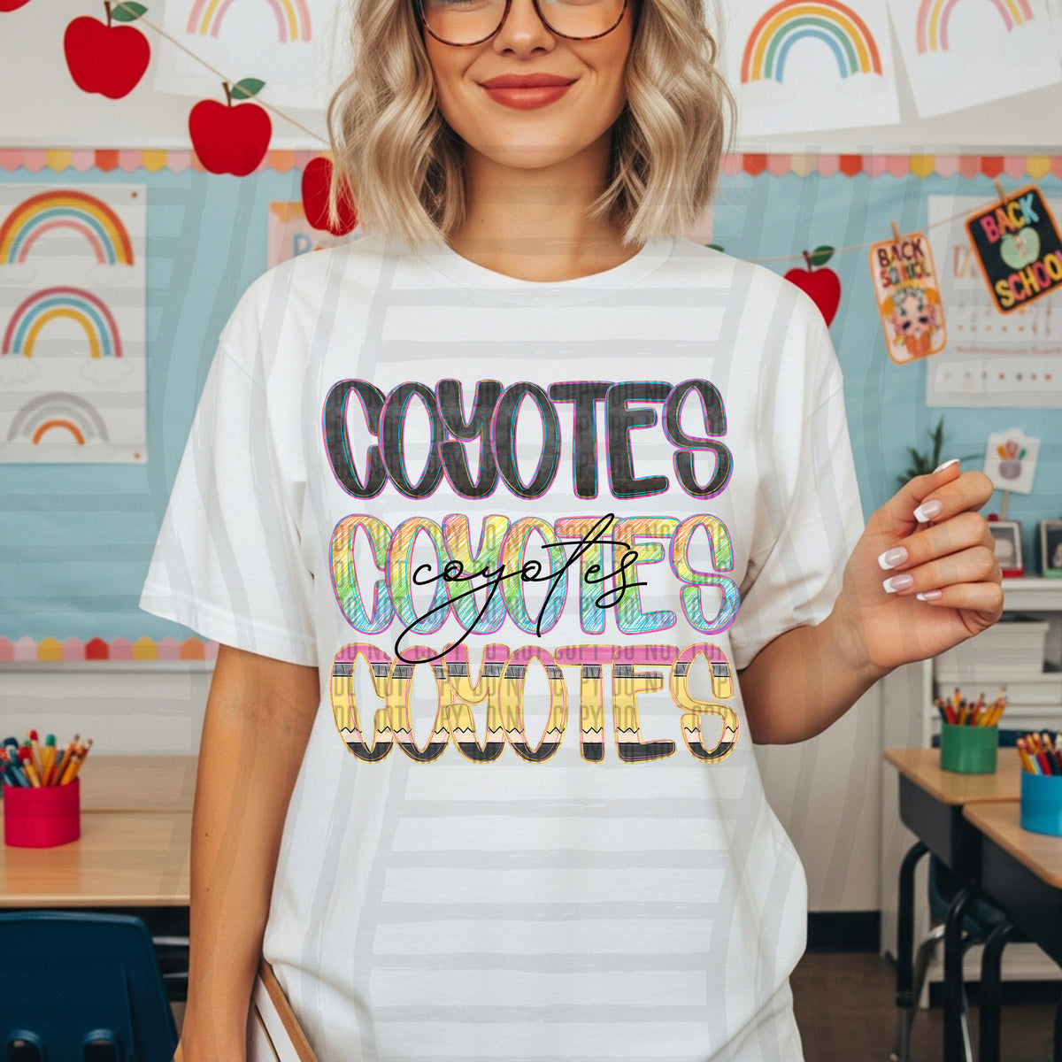 coyotes crayon cutie stacked (Caplinger) DTF Transfer