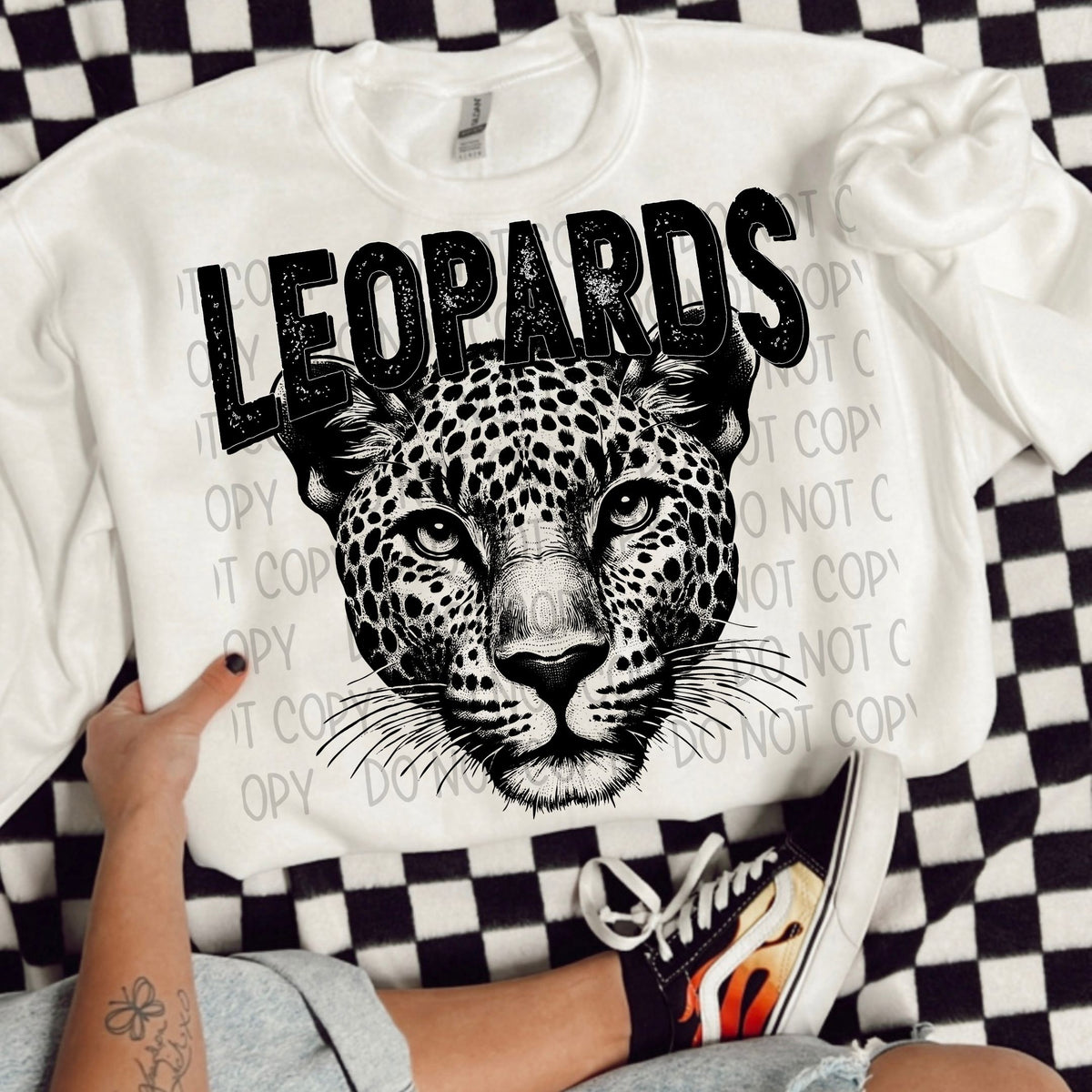 Leopards black/white outline DTF transfer