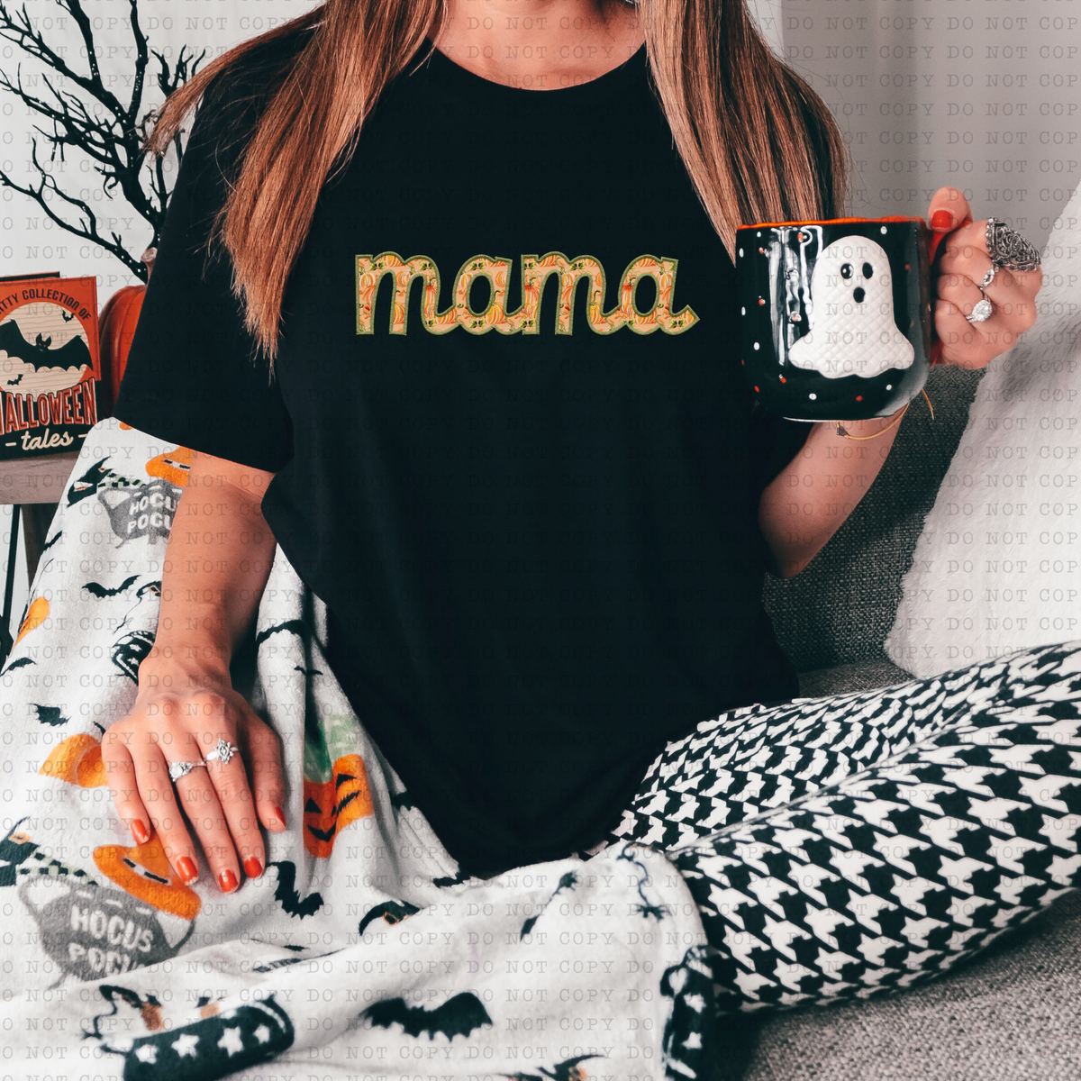 Mama (watercolor pumpkin, faux embroidery) 3401 DTF TRANSFER