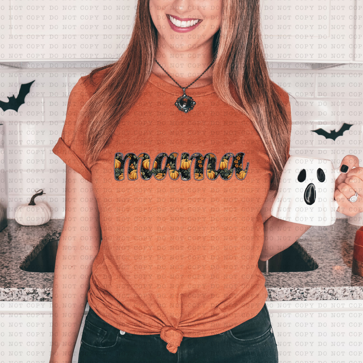 Mama (pumpkin, faux embroidery) 3402 DTF TRANSFER
