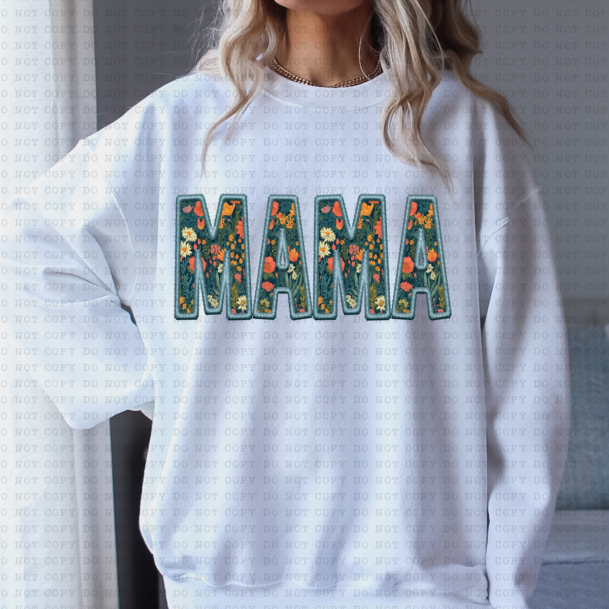 Mama (floral, faux embroidery) 3403 DTF TRANSFER