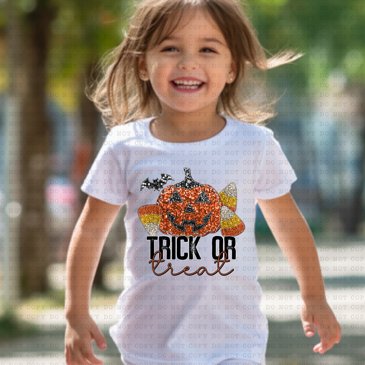 Trick Or Treat (faux glitter, pumpkin) 3407 DTF TRANSFER