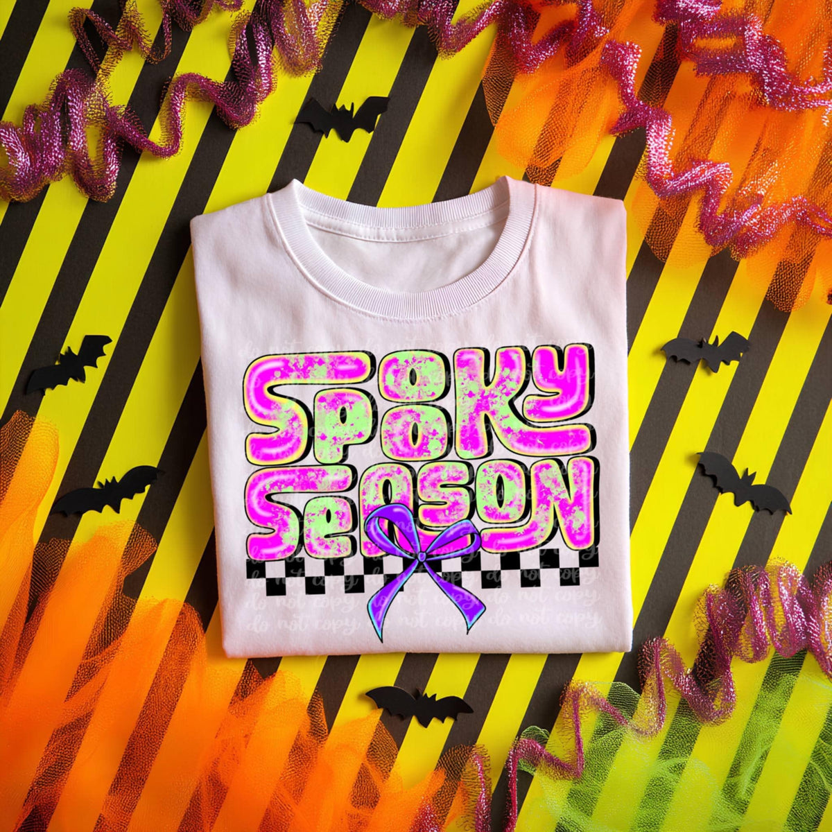 Spooky season pink and green 103290 DTF transfer