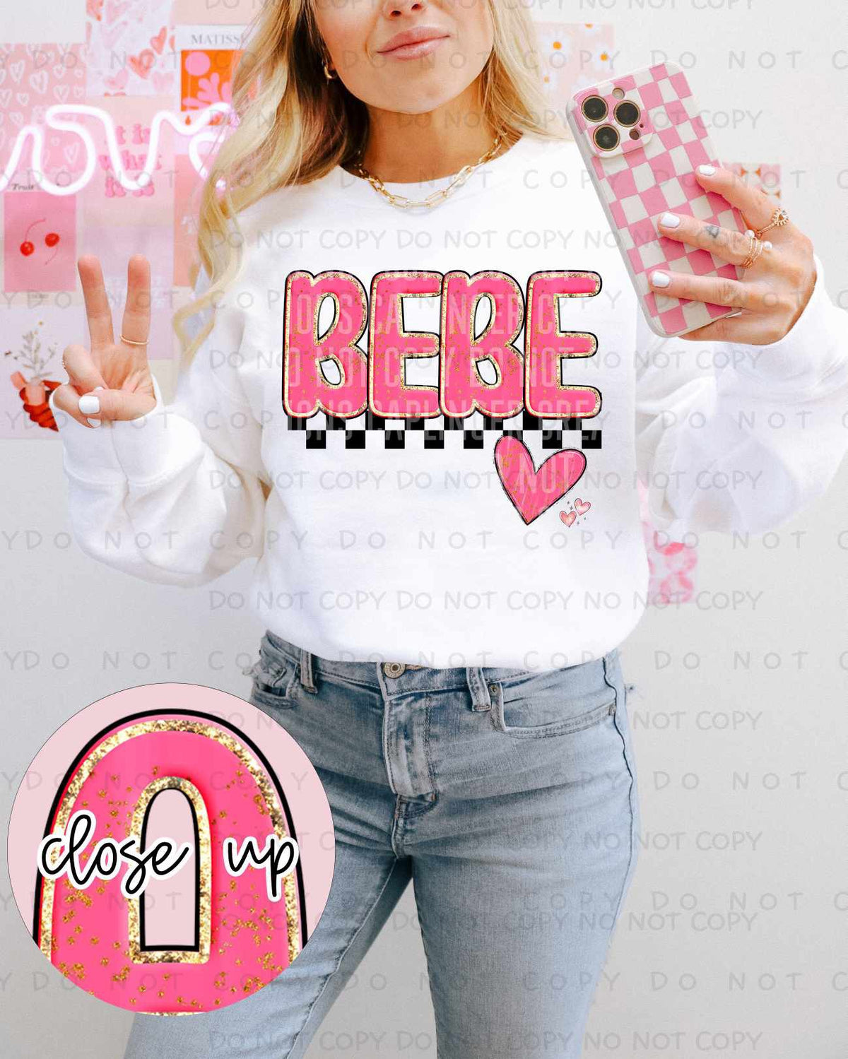 Bebe pink and gold (ECHT) 84827 DTF transfer