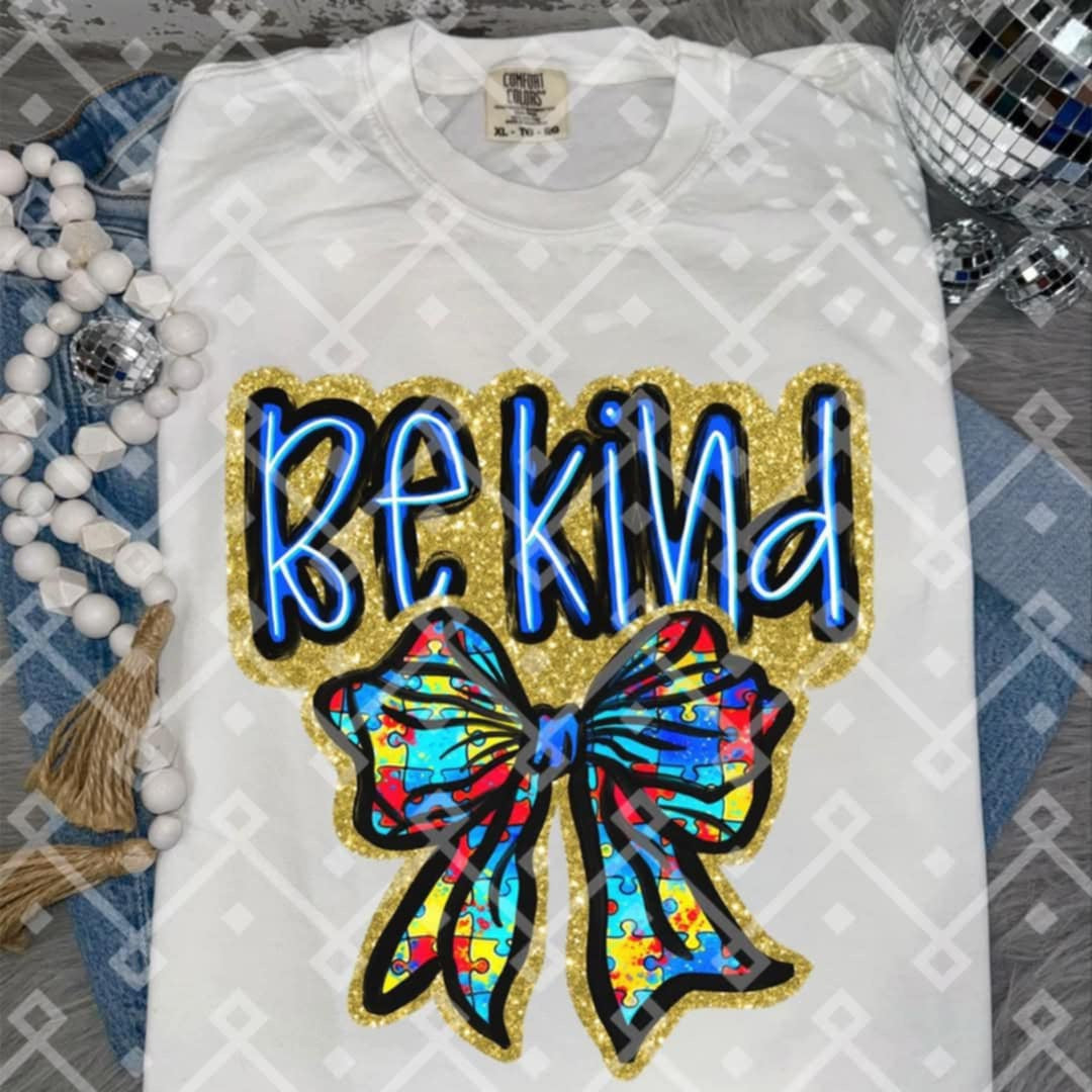 Be kind autism puzzle bow (Crafti) 96608 DTF transfer