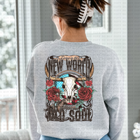 New World Old Soul BACK ONLY (western cow skull) 3428 DTF TRANSFER