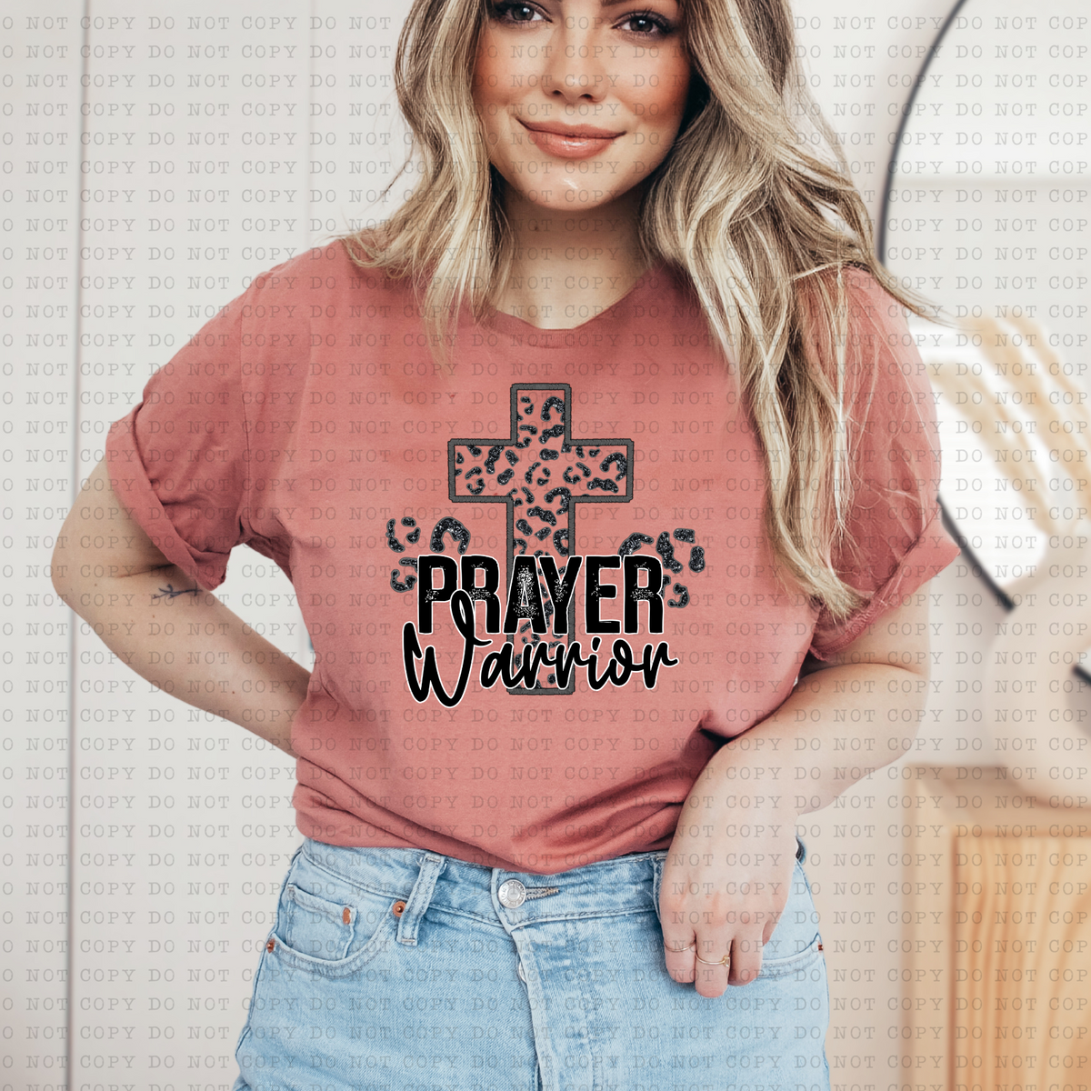 Prayer Warrior (leopard cross) 3435 DTF TRANSFER