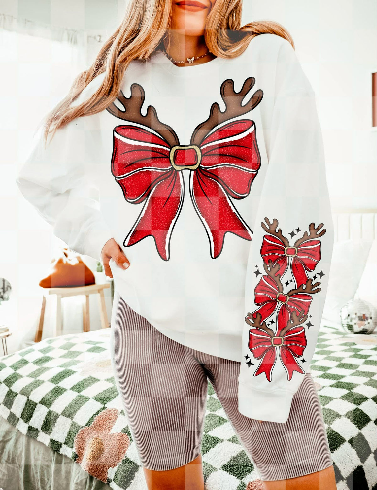 Reindeer Bow (front only) (unhinged) DTF transfer