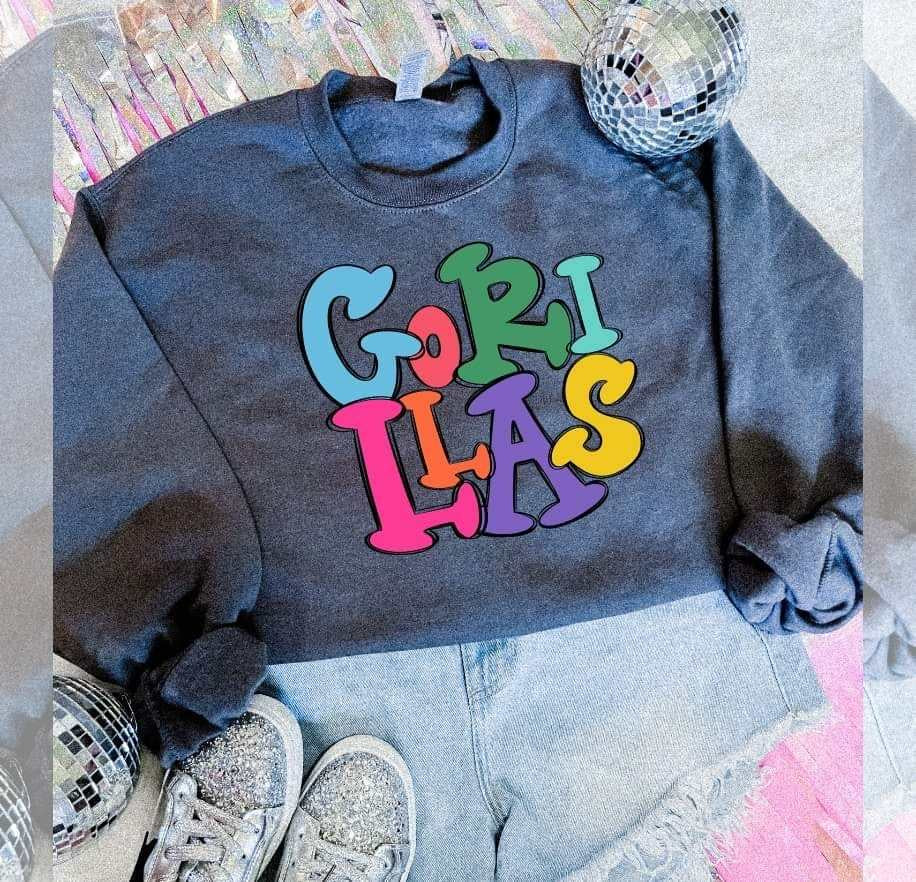 Gorillas colorful bubble font (S&G) 64490 DTF transfer