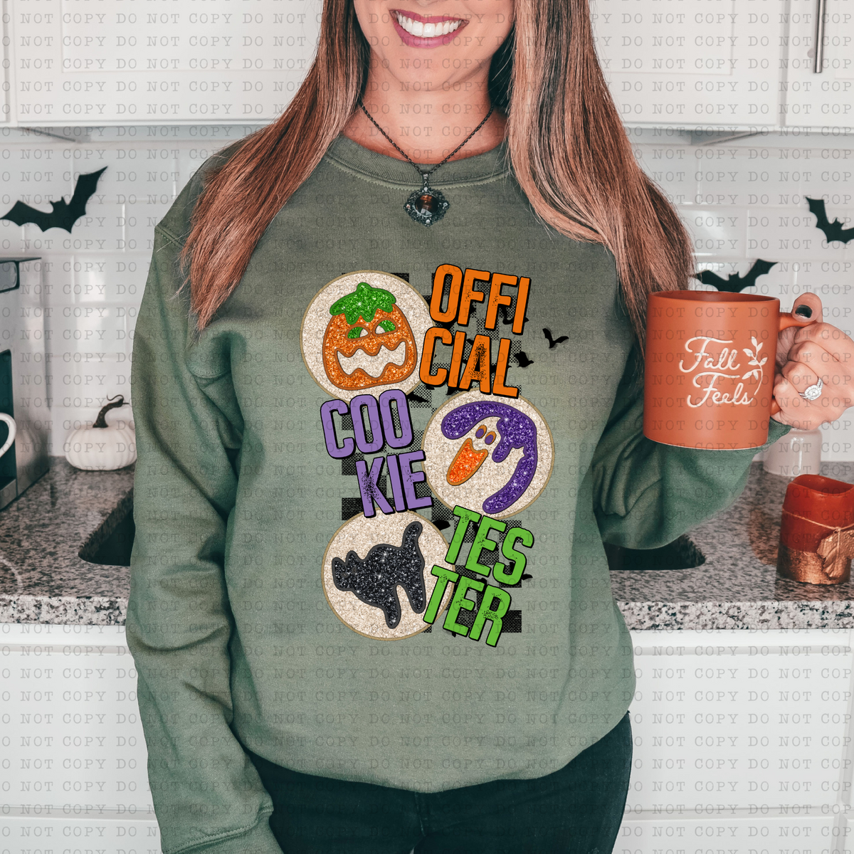 Official Cookie Tester Halloween (pumpkin, ghost, cat, cookies, glitter) 3440 DTF TRANSFER