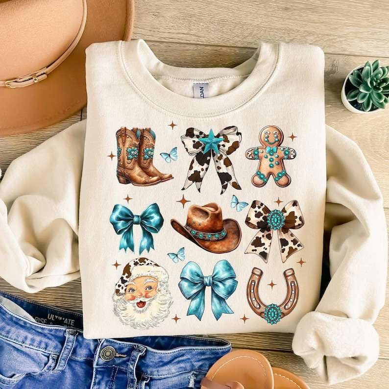 Turquoise Christmas collage 62265 DTF transfer