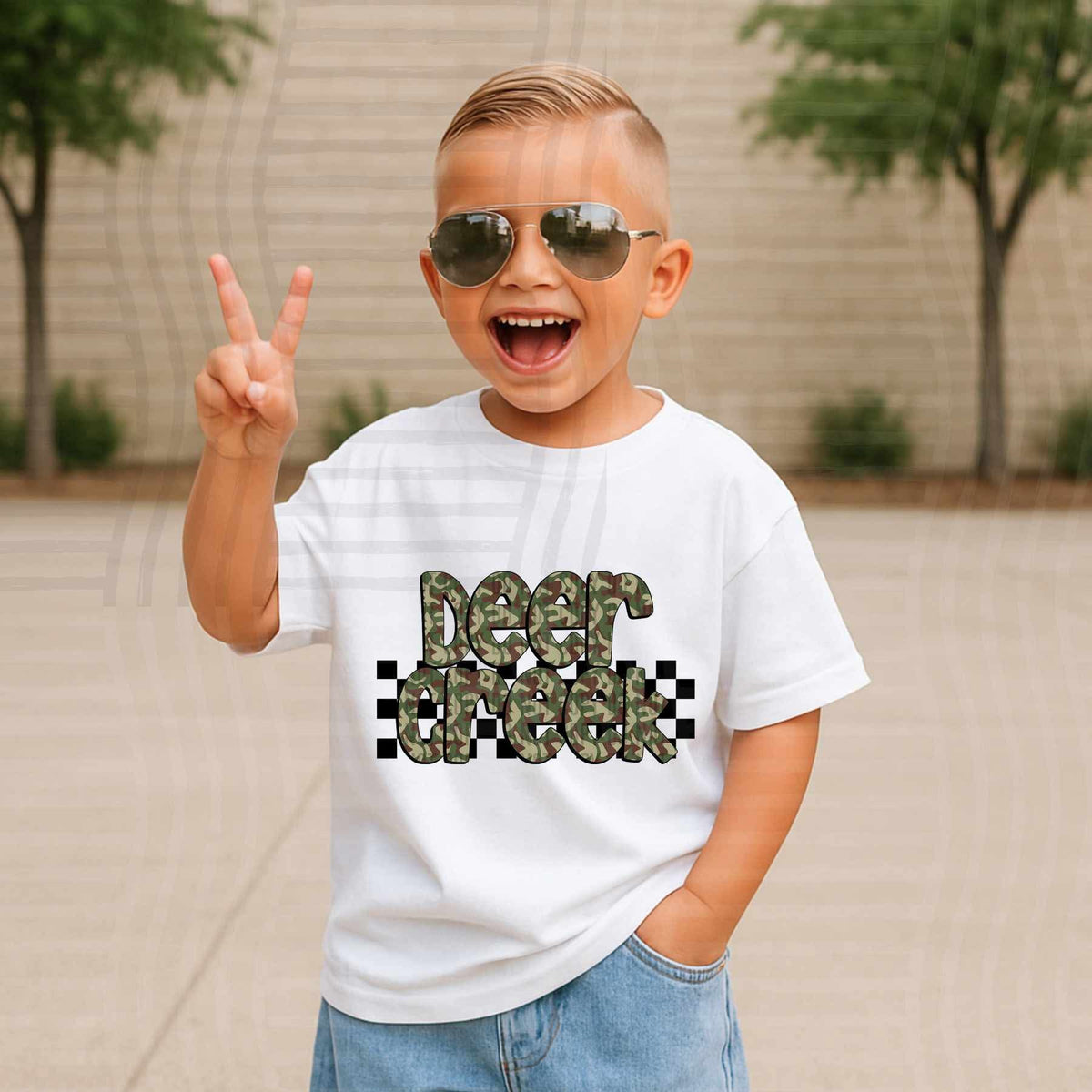 Deer Creek Camo checkered mascots (Caplinger) DTF transfer