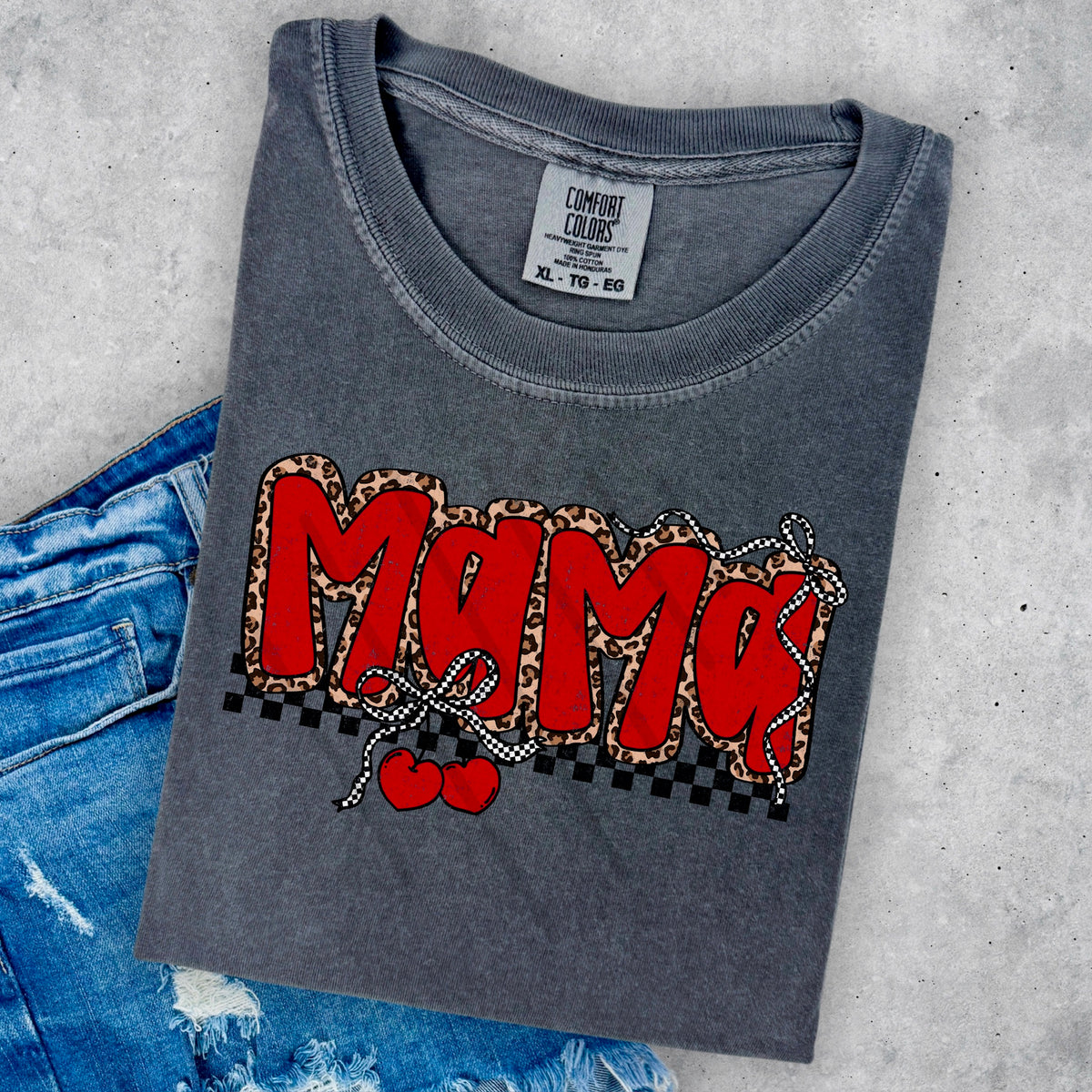 Mama leopard and cherries scarlow DTF transfer