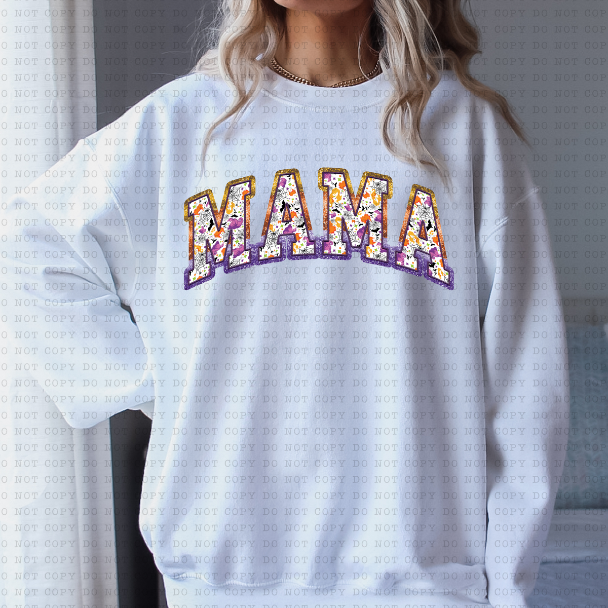 Mama (faux embroidery, HP, glitter) 3452 DTF TRANSFER