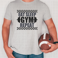 Eat Sleep Gym Repeat (checkered, workout , weight) 3463 DTF TRANSFER