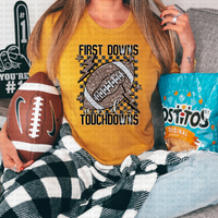 First Downs And Touchdowns (glitter, football , checkered) 3464 DTF TRANSFER