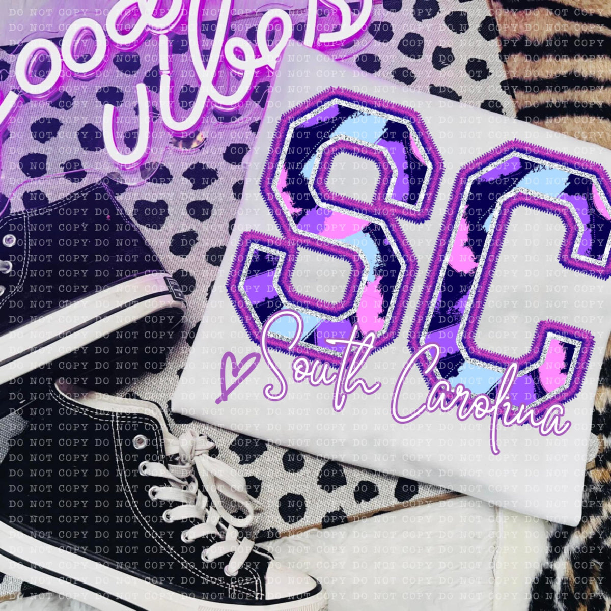 SC South Carolina purple brushstrokes (ECHT) 94012 DTF transfer