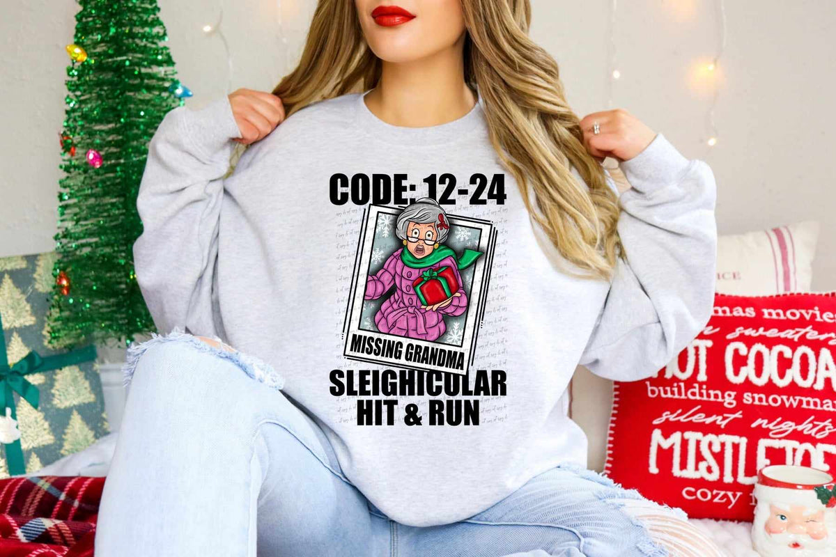 Code 12-24 sleighcular hit & run BLACK FONT 62681 DTF transfer
