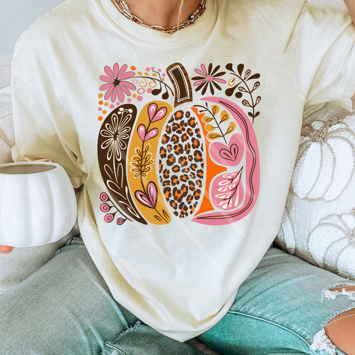 Abstract Pumpkin with Leopard 110872 DTF transfer