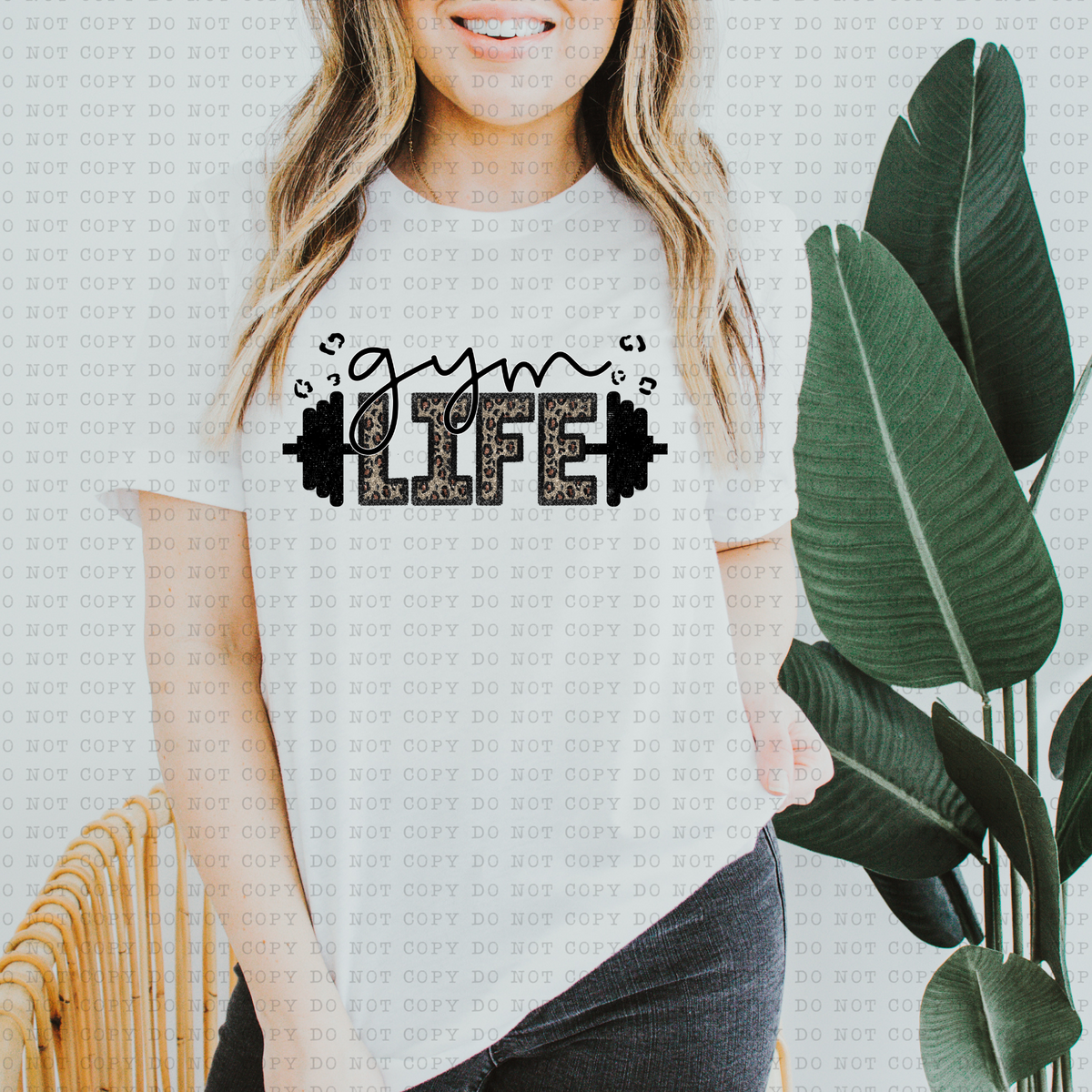 Gym Life (weight, leopard) 3477 DTF TRANSFER