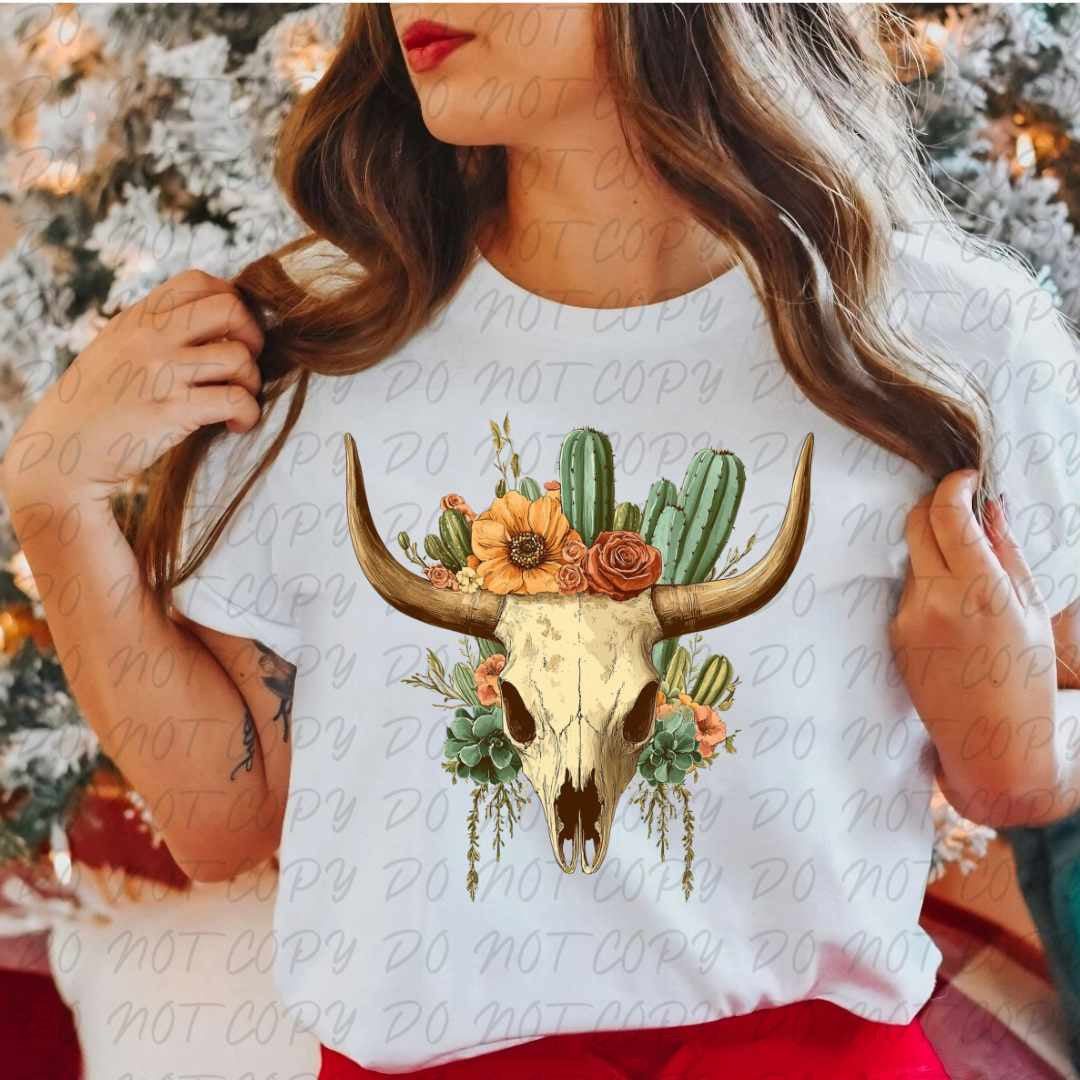 Bull skull cacti (vintage) 67362 DTF transfer