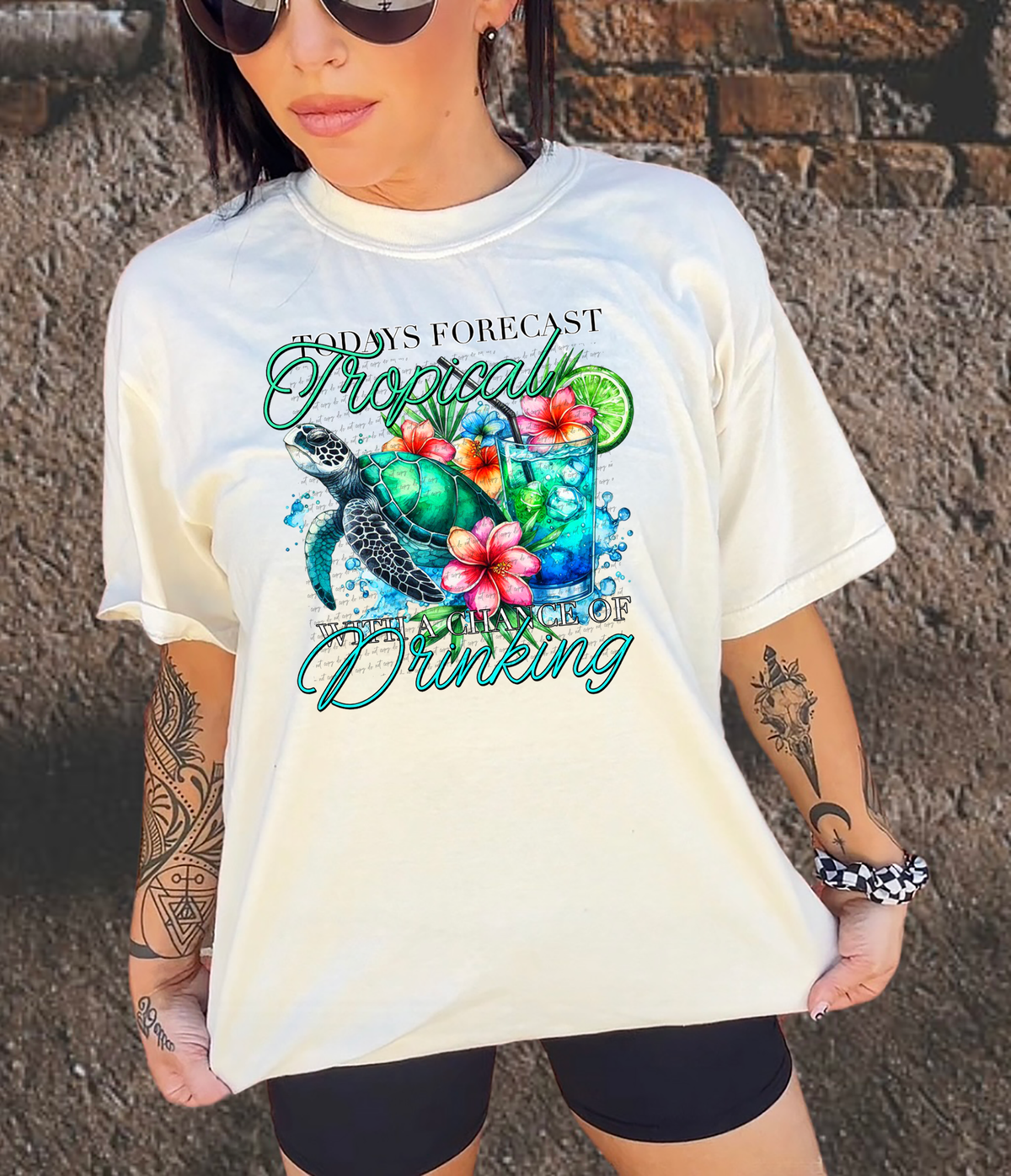 Todays forecast tropical with a sign of drinking 30410 DTF transfers