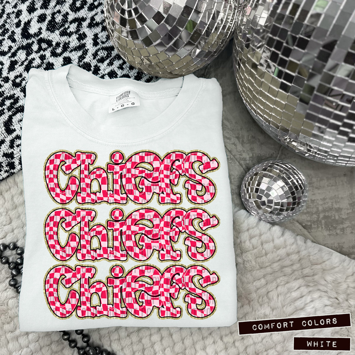 CHIEFS stacked pink checkered (Caplinger) DTF transfer