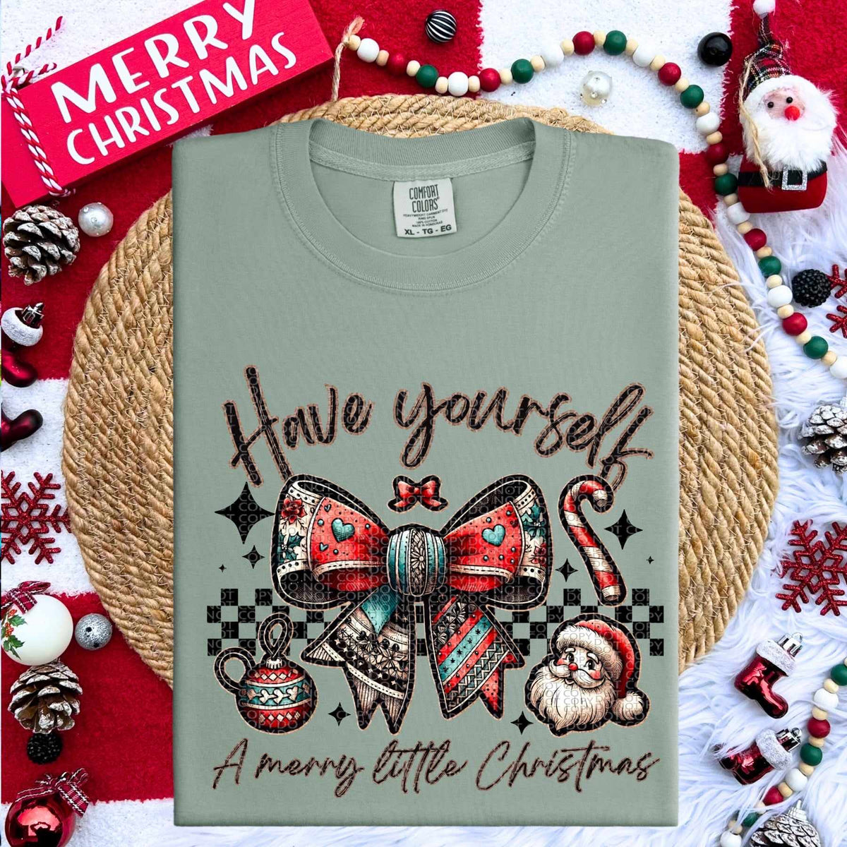 Have yourself a merry little Christmas bow (HW) 60982 DTF transfer