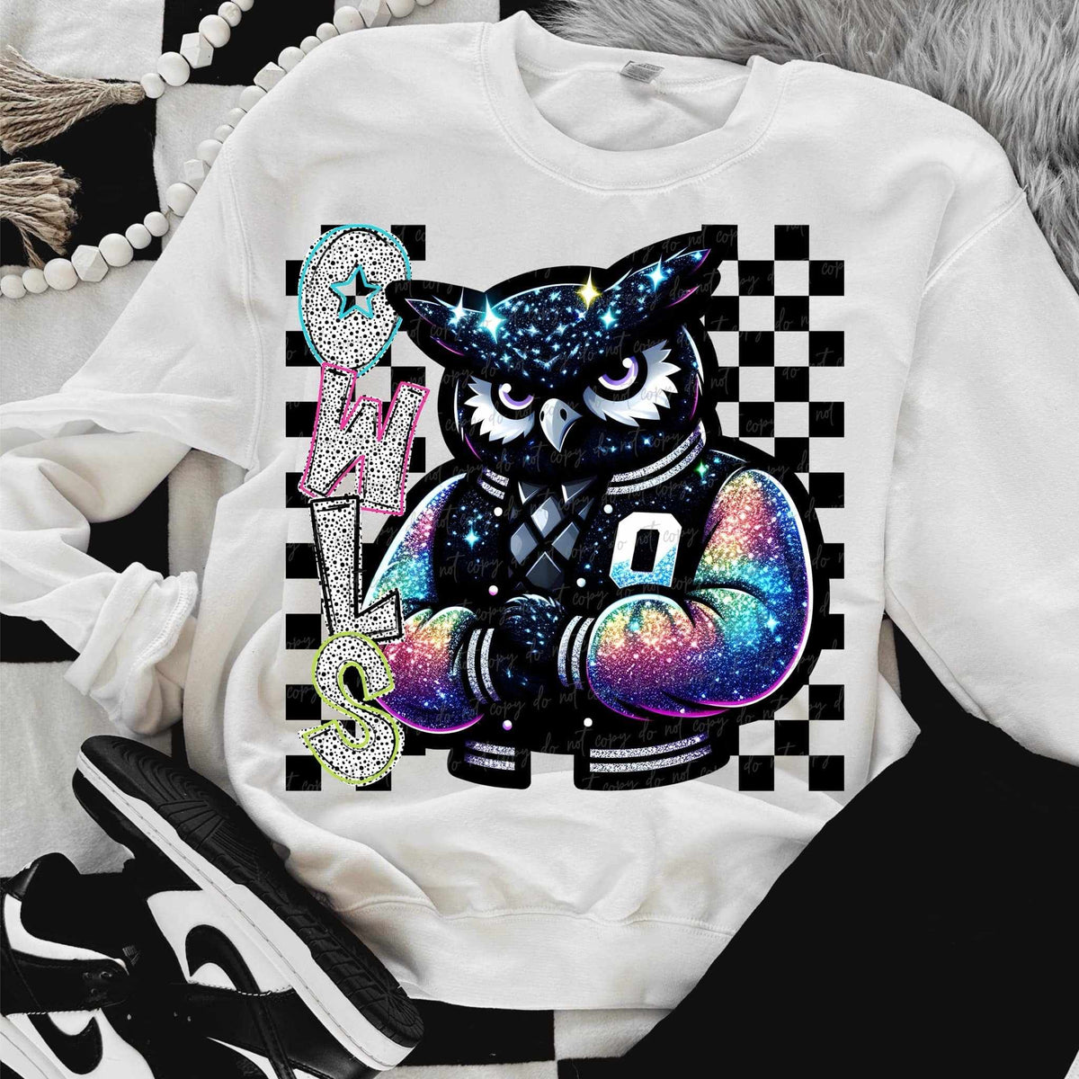 Owls Dalmatian filled with mascot (VIRGO) 58031 DTF transfer