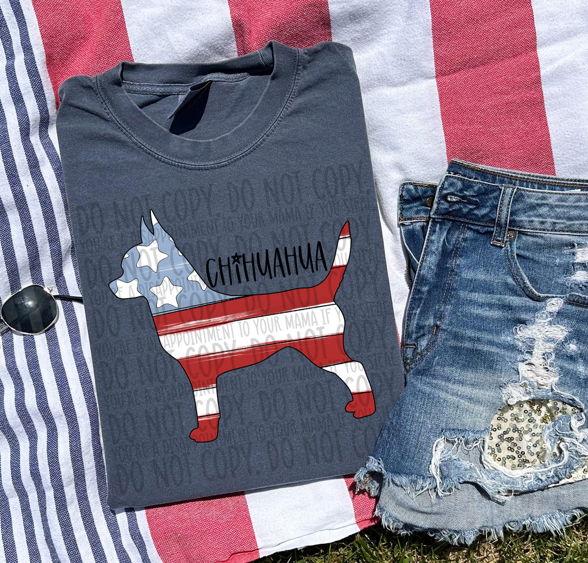 CHIHUAHUA SHORTHAIR patriotic black (SWD) DTF transfer