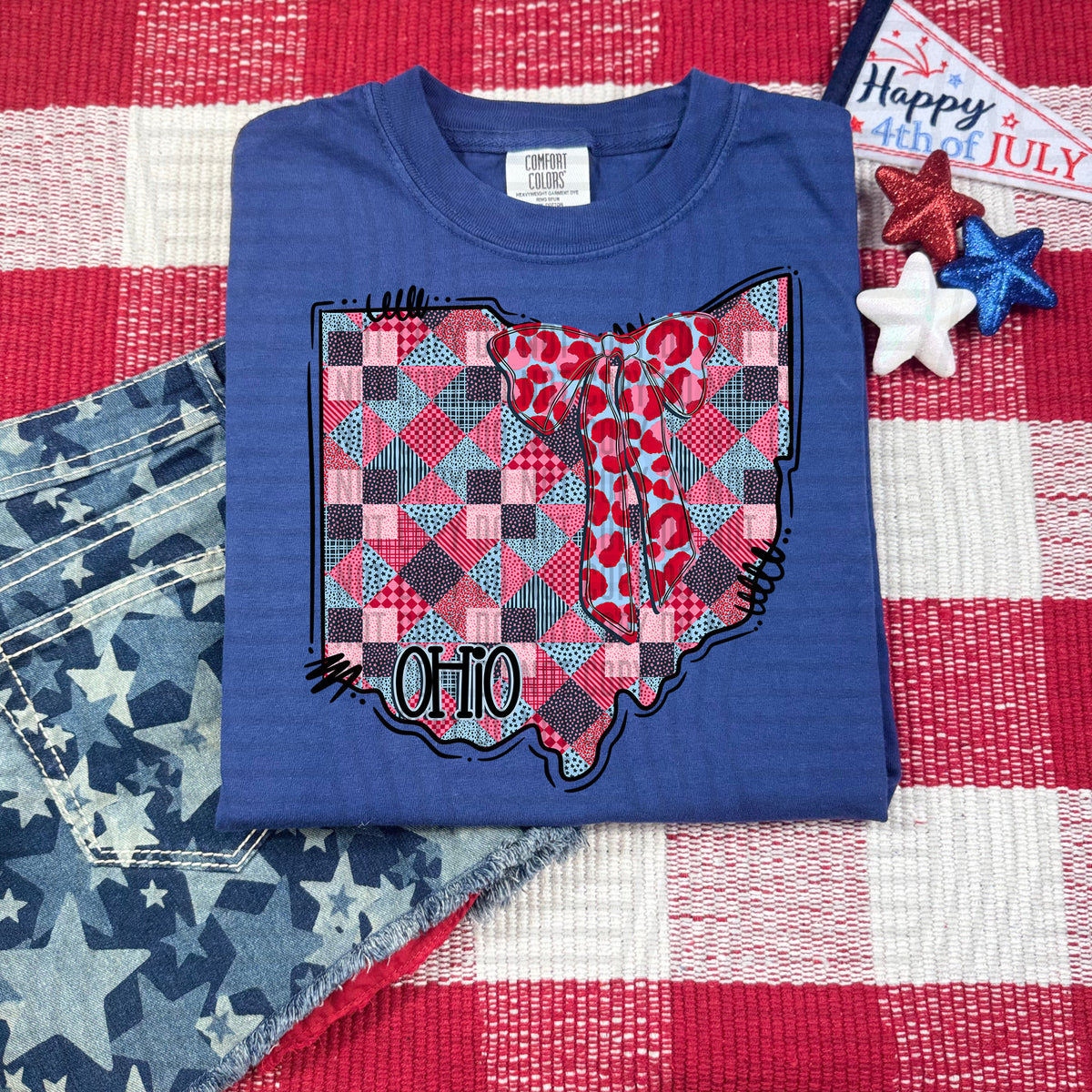 Ohio RWB faux patchwork (Caplinger) dtf transfer