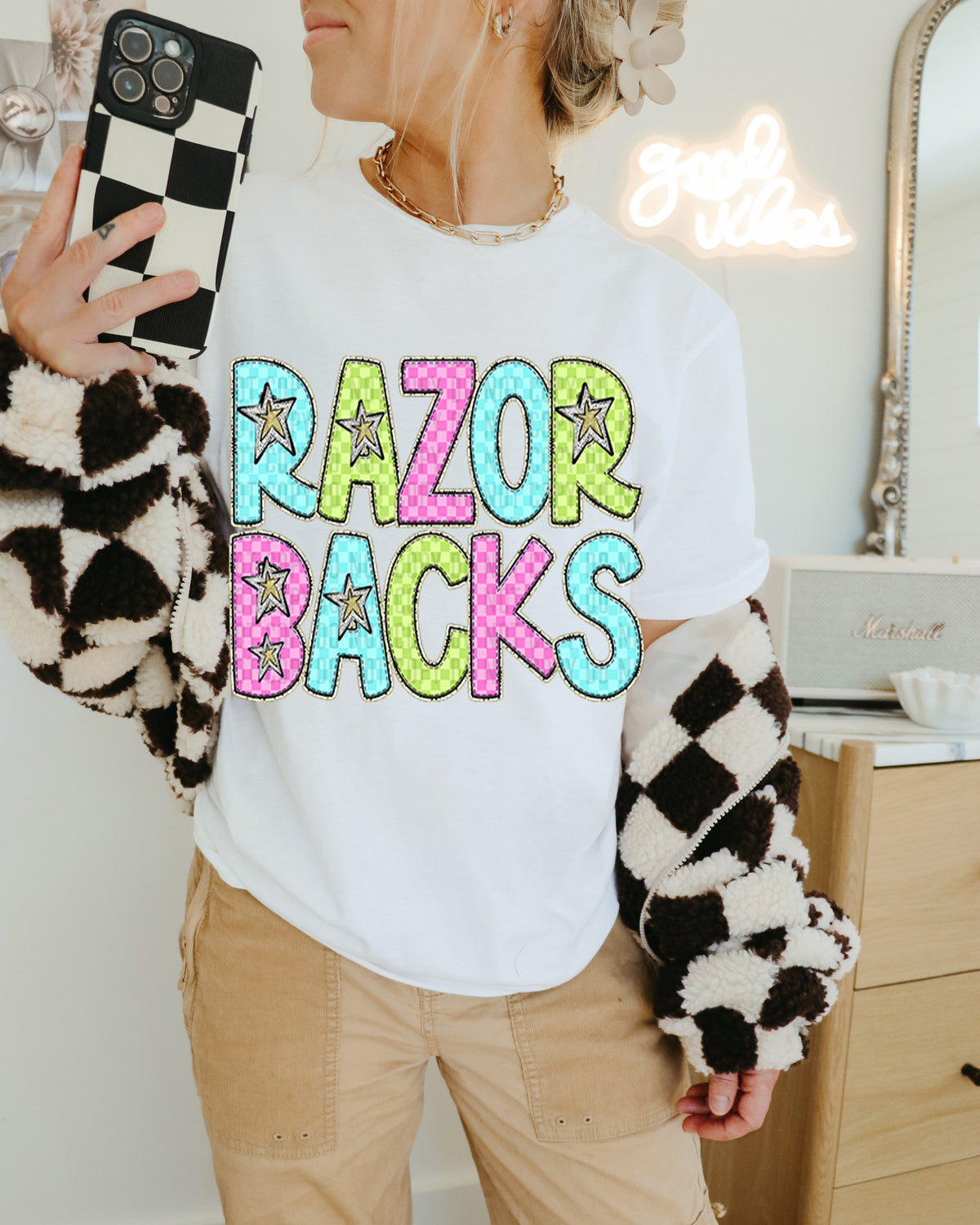 Razorbacks Colorful Checkered (caplinger) DTF transfer
