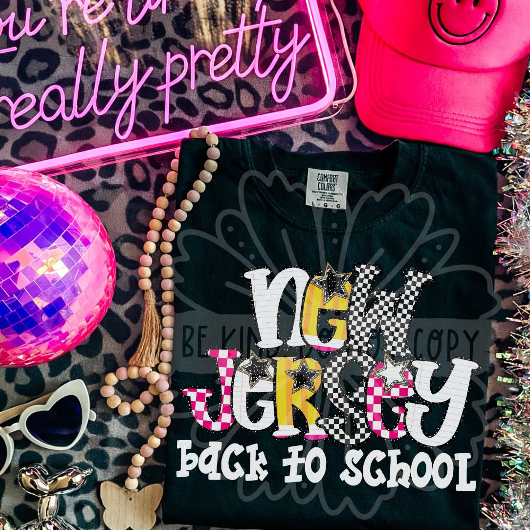 new jersy back to school patterned letters (vehement) DTF Transfer