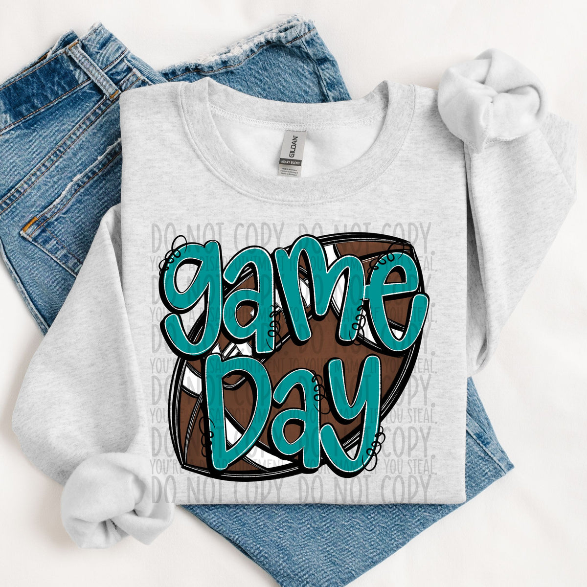 Game day teal football (SWD) DTF transfer