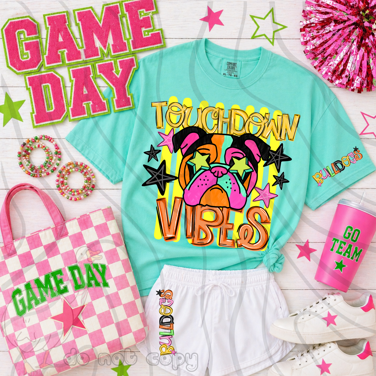 Bulldogs touchdown vibes NEON (SLEEVE ONLY) (DKD) DTF Transfer