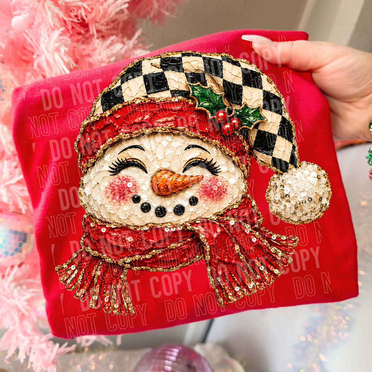 Snowman checker hat (SBB) Sunday Special DTF transfer
