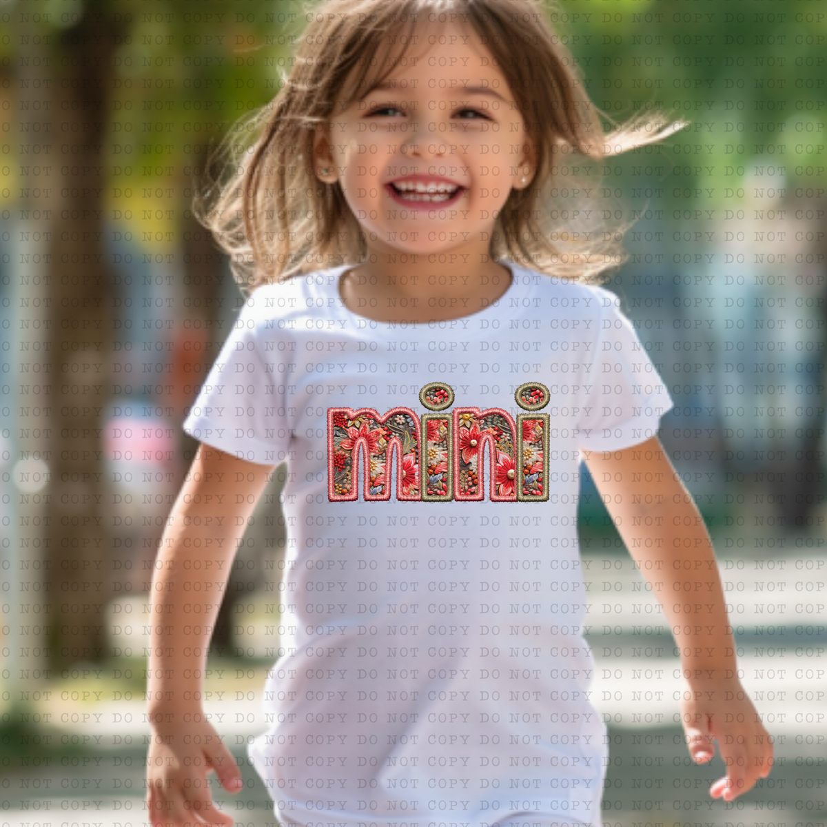 Mini (Faux embroidery, red, floral) 3512 DTF TRANSFER