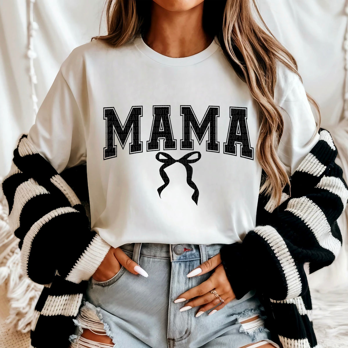 Mama black bow 95601 DTF transfer