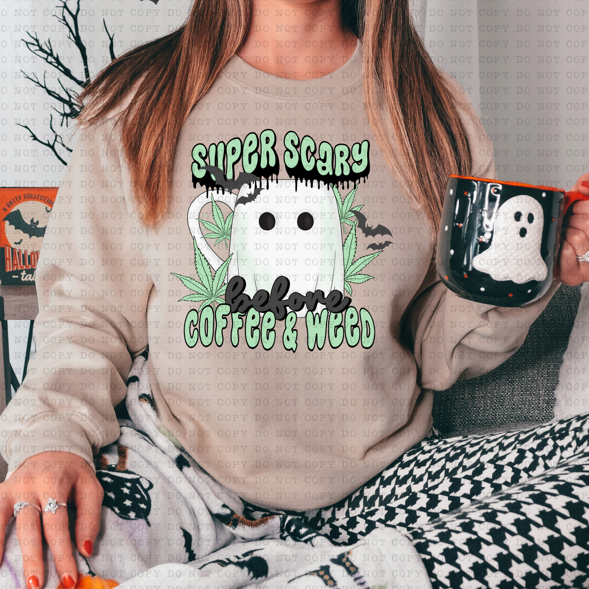 Super Scary Before Coffee & Weed 3517 DTF TRANSFER