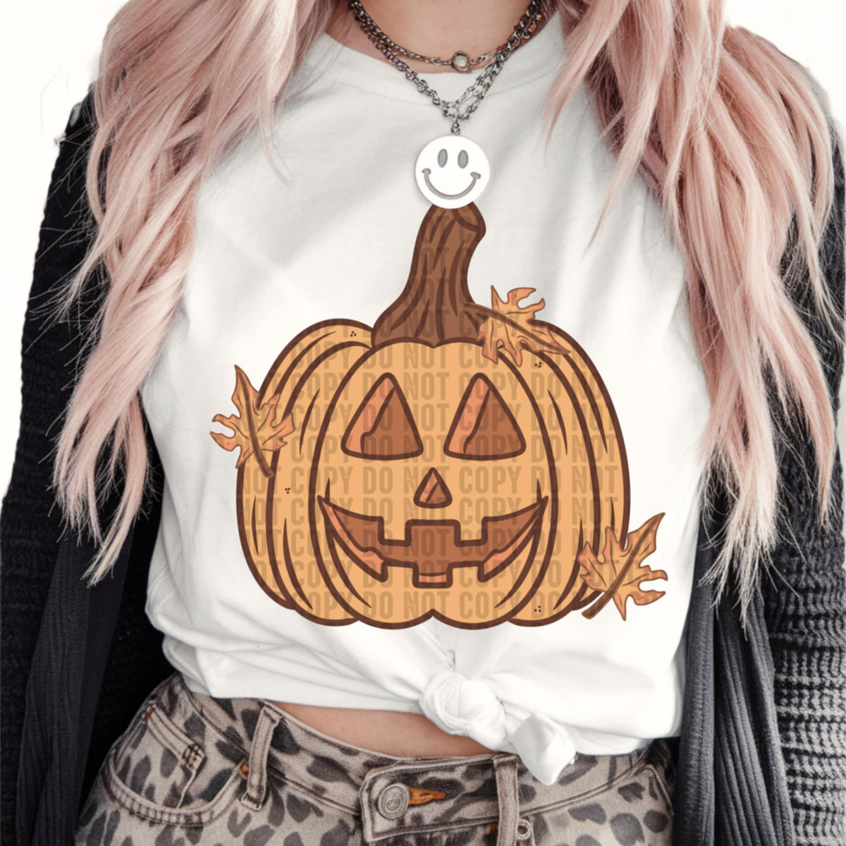 Jack O Lantern and leaves (lane) DTF transfer