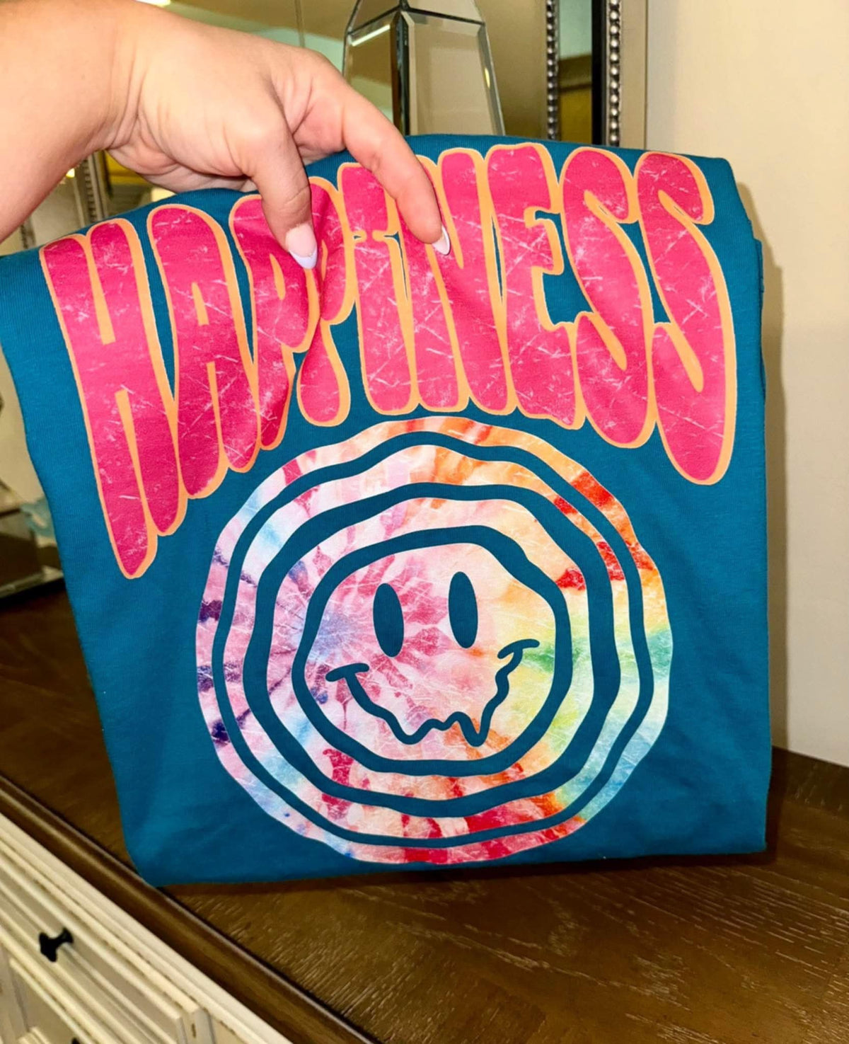 Happiness tie dye face 106758 DTF transfer