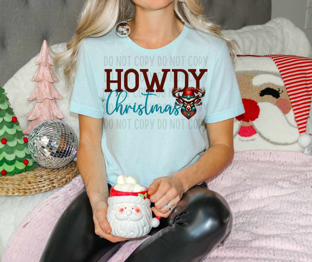 Howdy Christmas red and blue (CANVI) 64973 DTF transfer