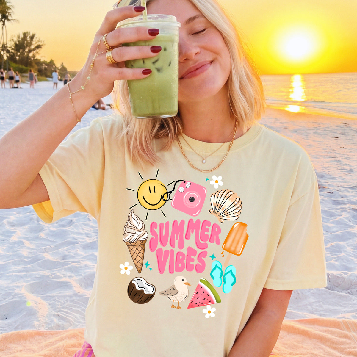 Summer Vibes pink font (CSC) DTF Transfer