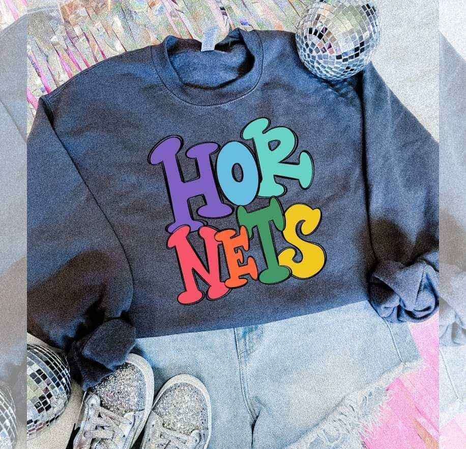 Hornets colorful bubble font (S&G) 64493 DTF transfer