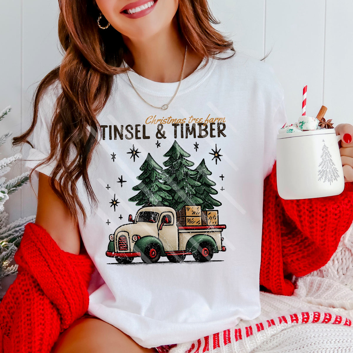 Tree Farm Tinsel and Timber DISTRESSED 114157 DTF transfer