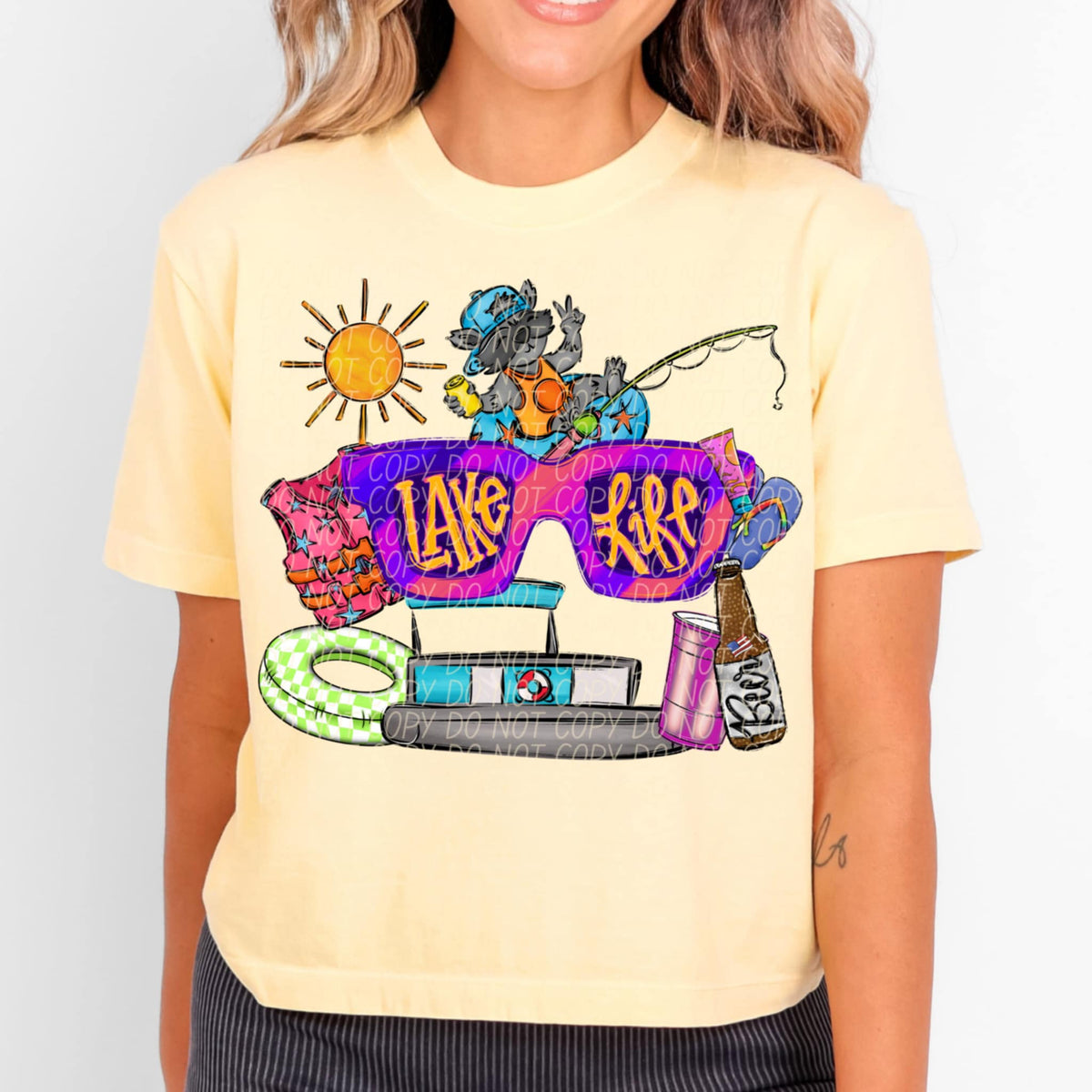 Lake life shades with boat and beer (CITY) 97198 DTF transfer