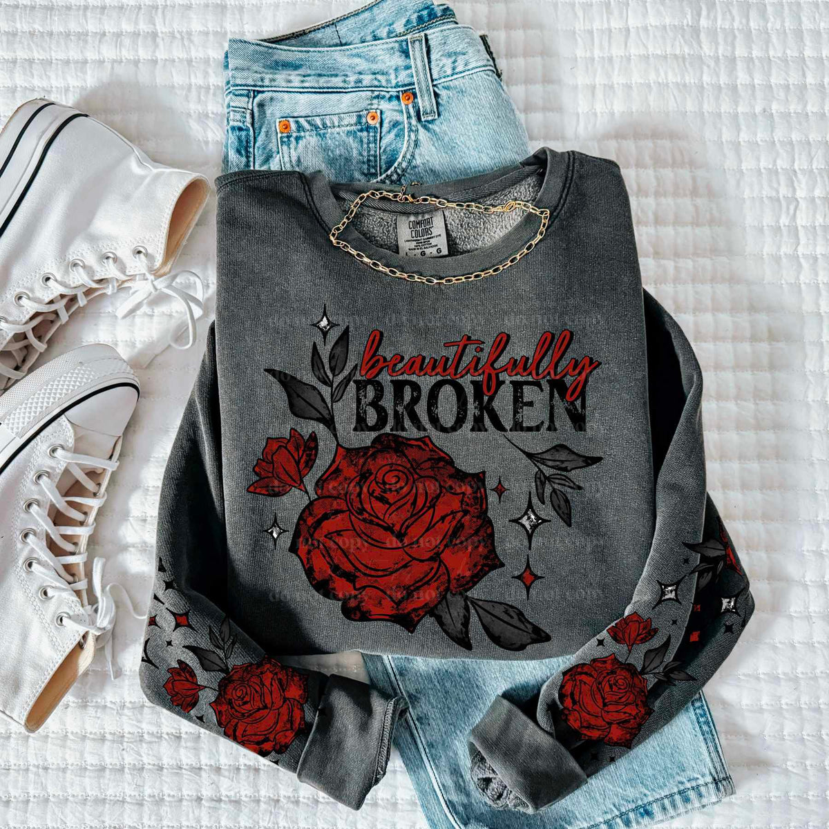 Beautifully broken FRONT (CSC) 77292 DTF transfer