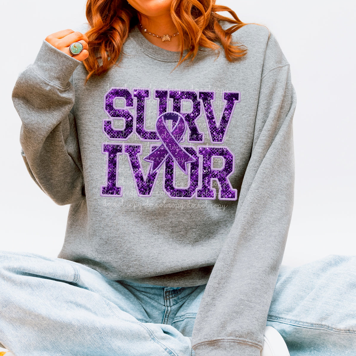 Purple Faux glitter survivor 115544 DTF transfer