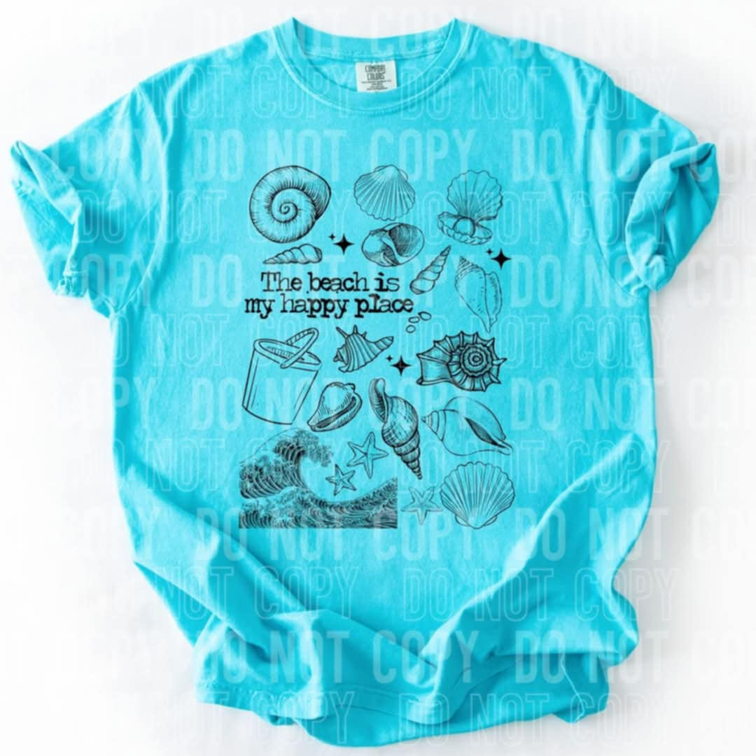 The beach is my happy place seashells BLACK 97208 DTF transfer